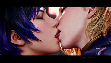 Reina Mishima x Nina Williams Lesbian Kissing (Tekken /AI generated)