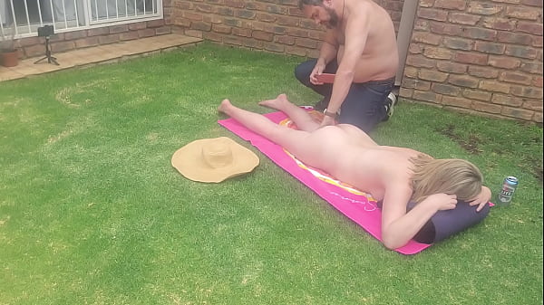 Wife was tanning ouside in the sun ,had to fuck her