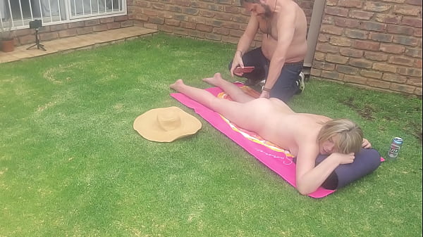 Wife was tanning ouside in the sun ,had to fuck her