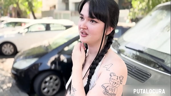 PutaLocura - Spanish brunette with big tits swallows her boyfriend's milk while caught