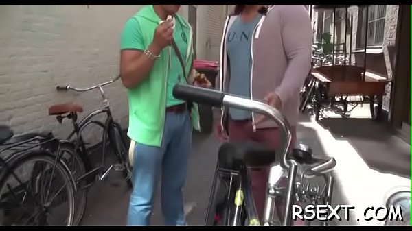 Sexy babe gets down and jerks off a hard rod then sucks it