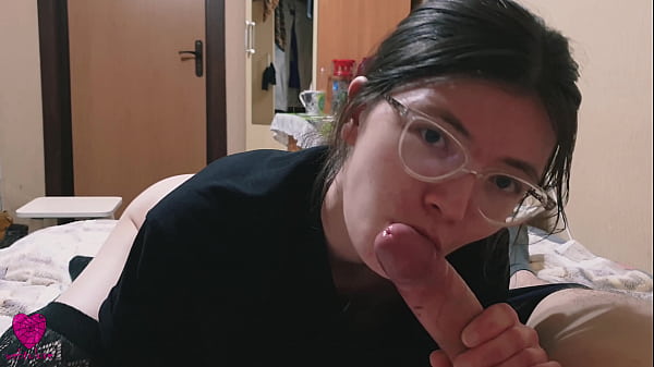 Girl without underwear in one t-shirt and stockings wanted sex badly
