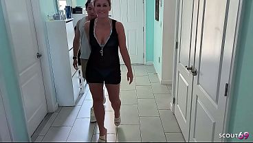 Download Video - Blonde Cougar Mature tricked Boy next Door to Cheating Fuck and let him cum inside her Pussy