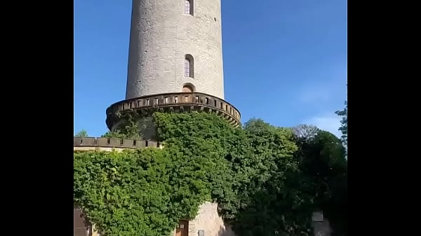 Risky Public Flashing with POV Blowjob in old tourist castle