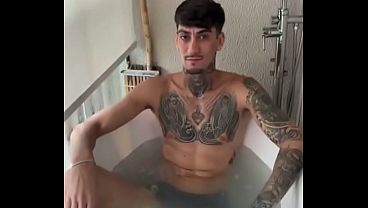Skinny guy with a big dick showing off.