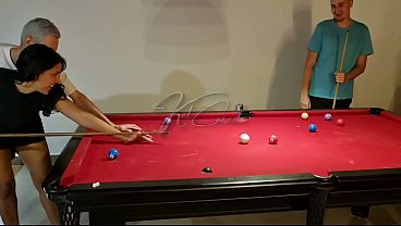 The girls wanted to learn how to play pool, and we taught them how to hold the cue stick.