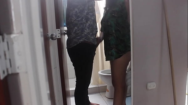 I go into the bathroom to suck my step brother's cock while he brushes his teeth