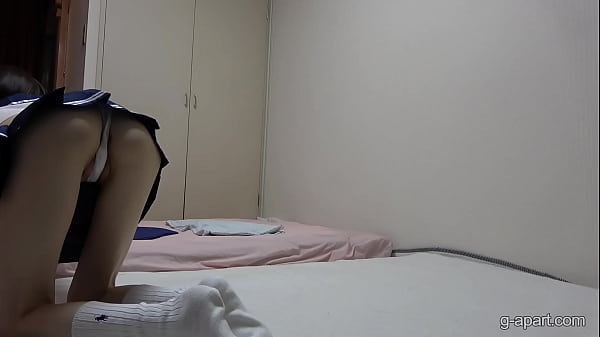 Super Slim Girl in Miniskirt Uniform is Flashing Her Tits while Cleaning the Room