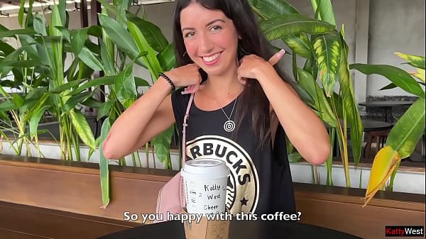 Crazy CUMWALK in STARBUCKS - Blowjob in Public Toilet, Drinking coffee with Sperm