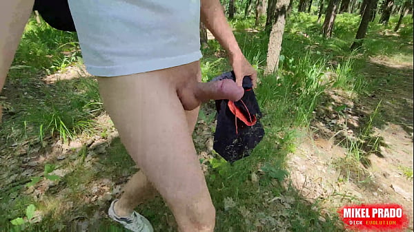 Walking naked in the woods. Soft foreskin to ha...