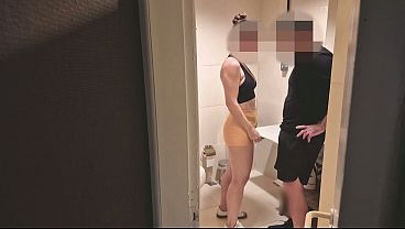 Gym Bathroom Surprise - Hotwife Gets Caught Changing