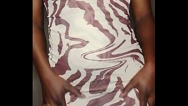 Solo horny lady wearing a tight fit dress