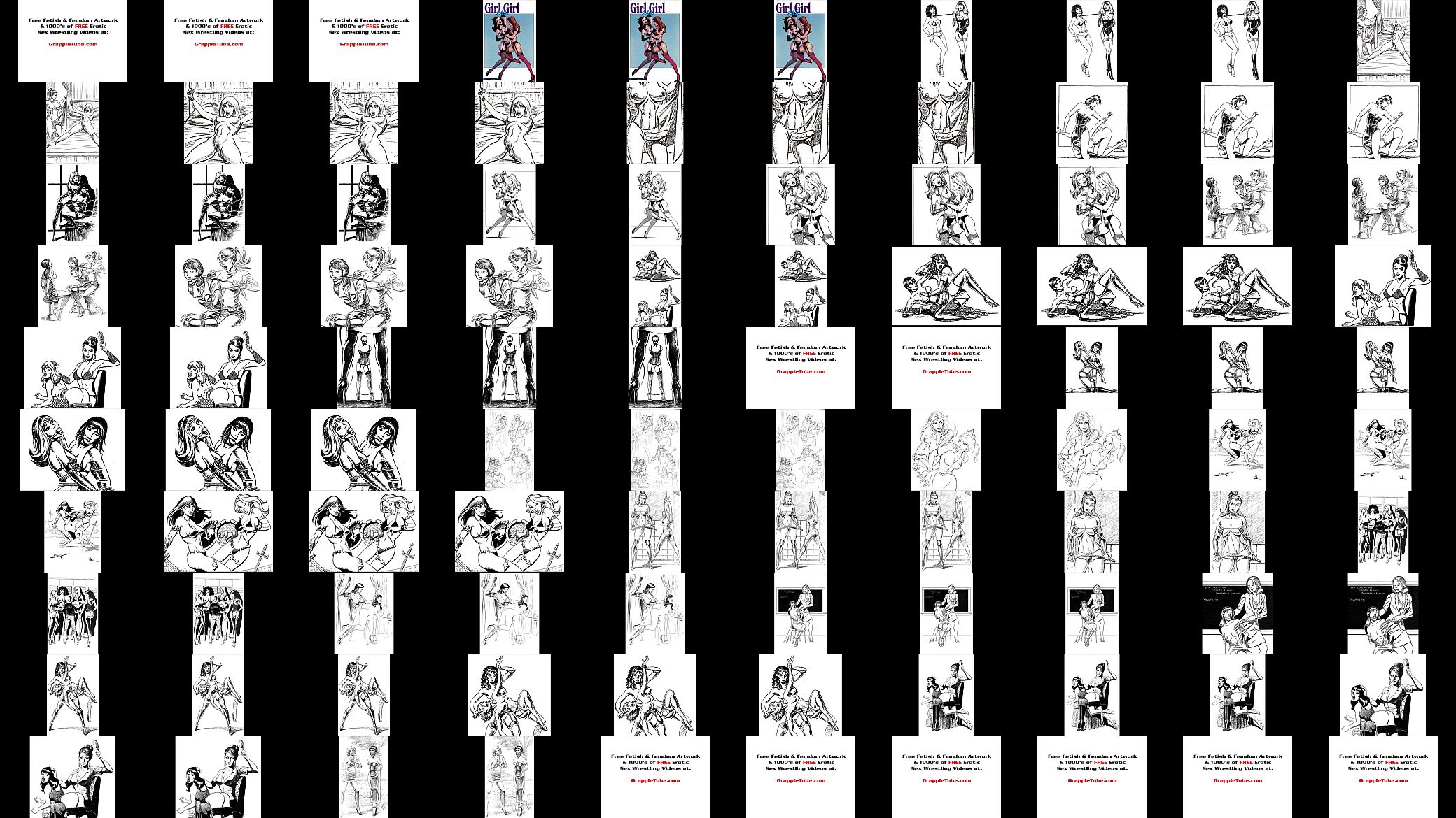Girl vs girl catfight tribbing bondage spanking lesbian femdom fetish bdsm wrestling fight art 预览图