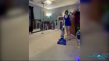 Barefoot Housewife Vacuuming