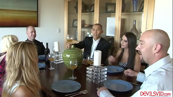 Three couples having swinger sex tits blonde wife gives her bffs husband petite brunette deepthroats while getting dp fucked