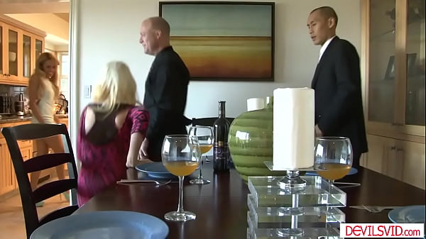 Three guys swapping n fucking wives in a swinger sex party