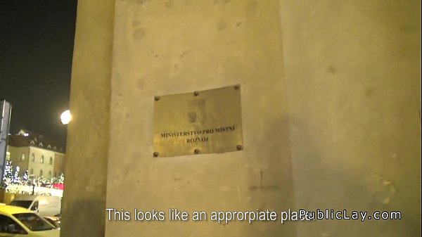 European brunette amateur public bang