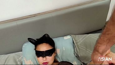 POV Fucking my boss' Asian wife ! wearing fishnet, she let me cum over her face