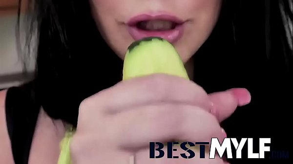 How long have you been sitting there watching me? Oh, not too long? Well, I want you to stroke it for me. Look at the way I play with my favorite cock shaped foods.