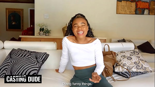 Naughty African Babe Sits On A Big White Cock At Amateur Modeling Casting!