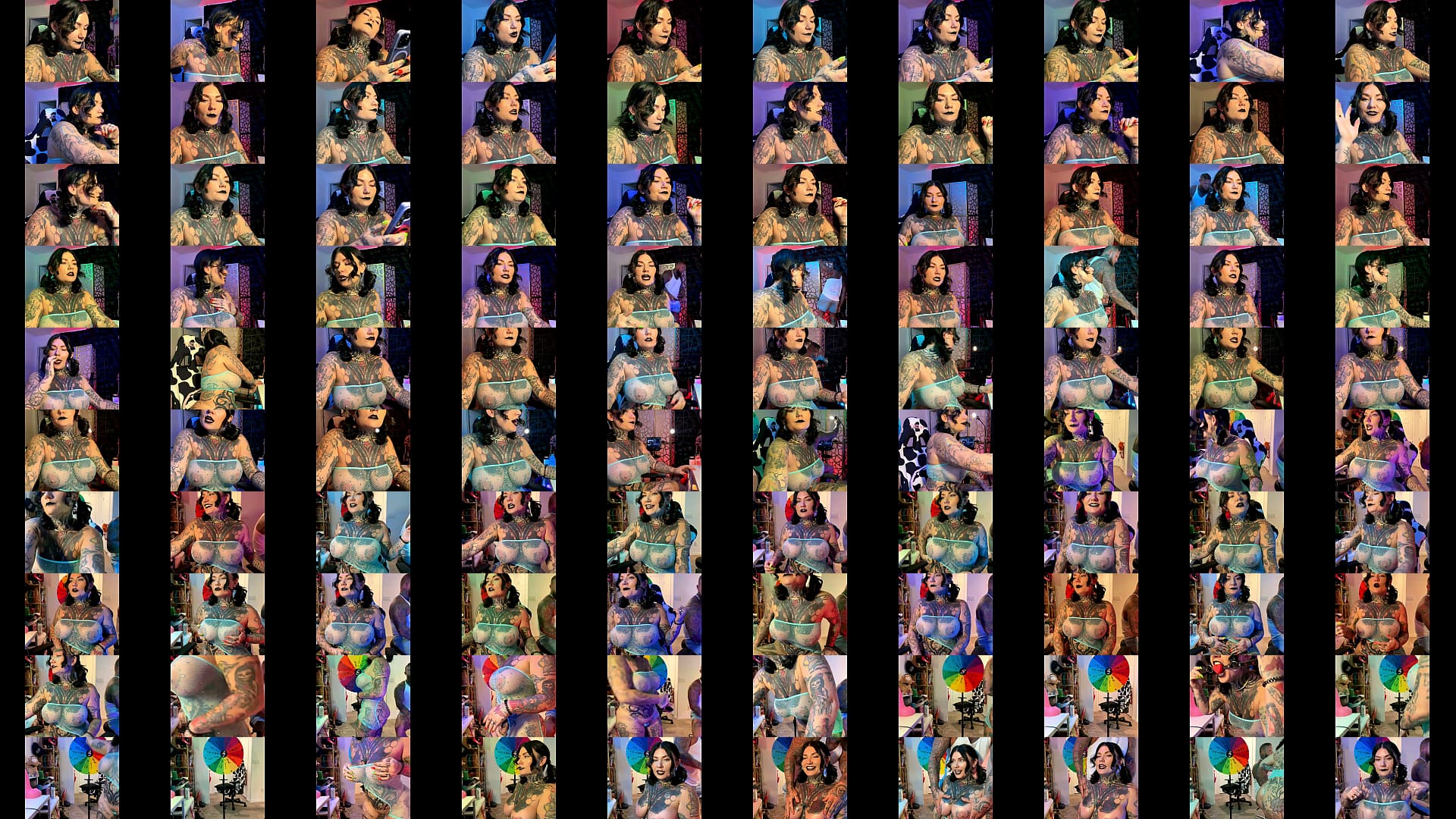 Hot tattooed couple oil up tits on live 预览图