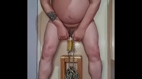 Hanging heavy chains from my bullsacks with nip...