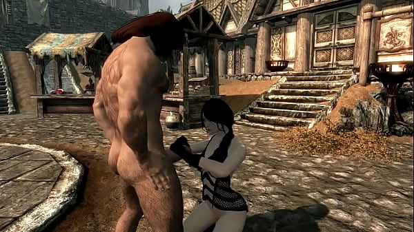 Skyrim sofia gets fucked in the street in sexy lingerie and leather gloves