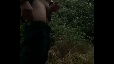 Masturbation on woodland hot cumshot