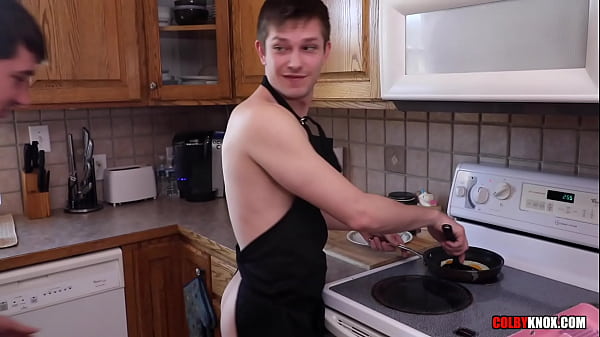 Download Video - Horny Twink Husbands Colby Chambers and Mickey Knox Fuck in the Kitchen Instead of Cooking BAREBACK