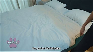 Oops... Step son accidentally cum in step mom after fucked step sister Polly Yangs in shared bed at night in hotel room