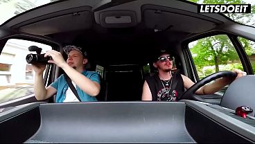 Public Pickup Gone Right, Busty Blonde Hops in the Van... She's Already Biting Her Lip