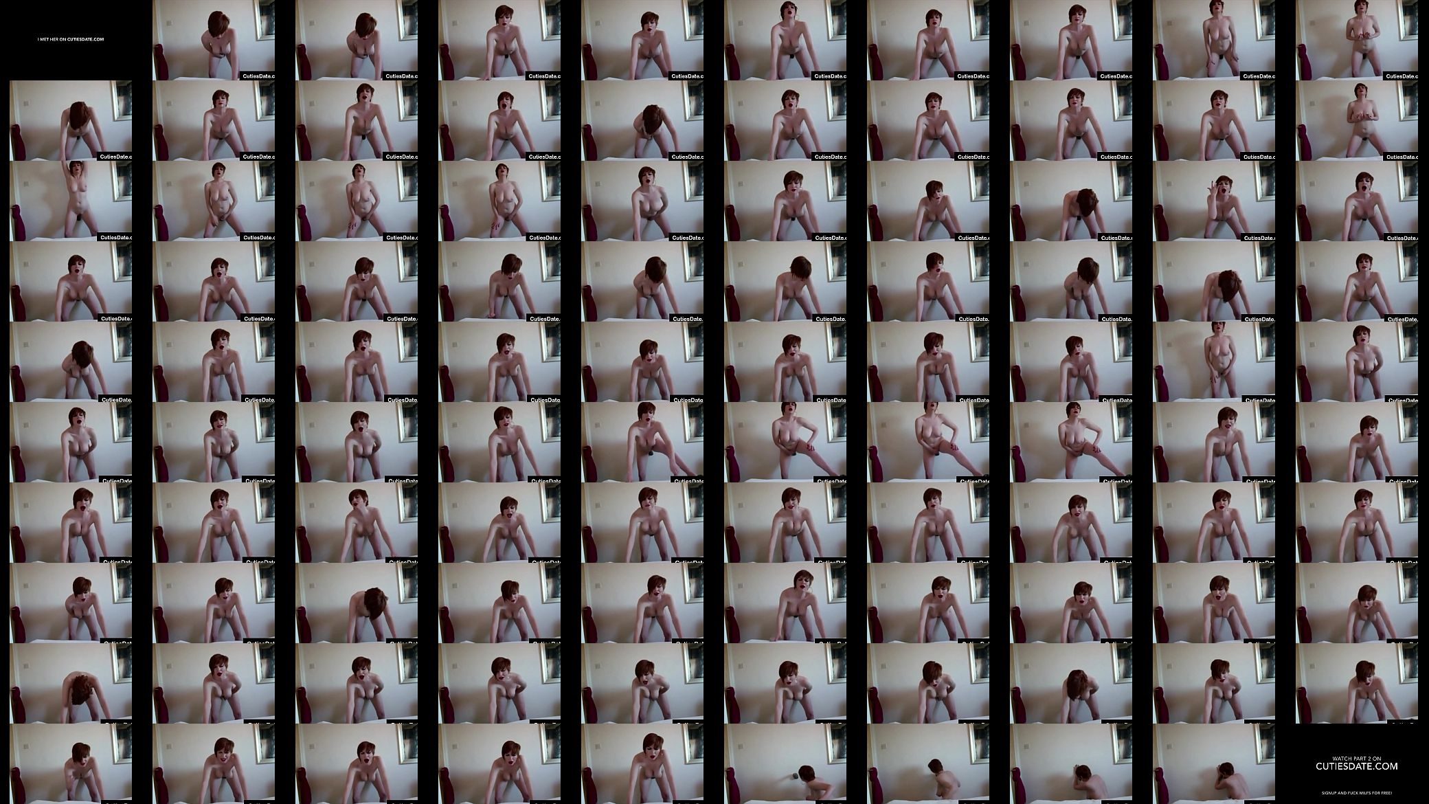 Busty redhead MILF fucks dildo on Wall 预览图
