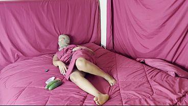 TWO CUCUMBER AND ONE CONDOM USE TO MASTURBATING
