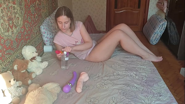 Hairy teen giant fucked with dildo and vibrator cumming