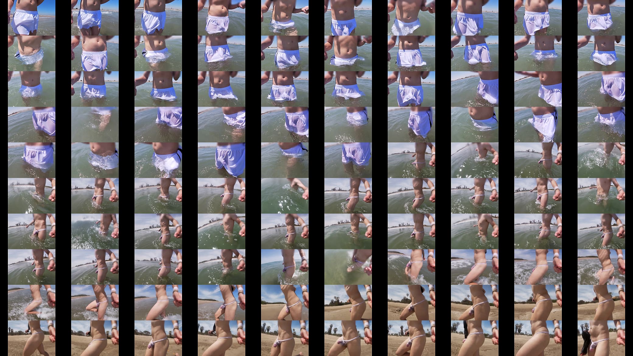 Beach people freak out when I get wet in shorts and thongs in the sea 预览图
