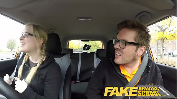 Fake Driving School Creampie for teen leaner with hairy pussy