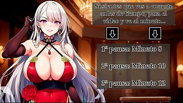 Your mistress takes away your cage... but doesn't let you cum! JOI hentai Spanish voice.