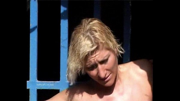 Outdoor whipping of blonde wife in hardcore public bdsm and milf humiliation