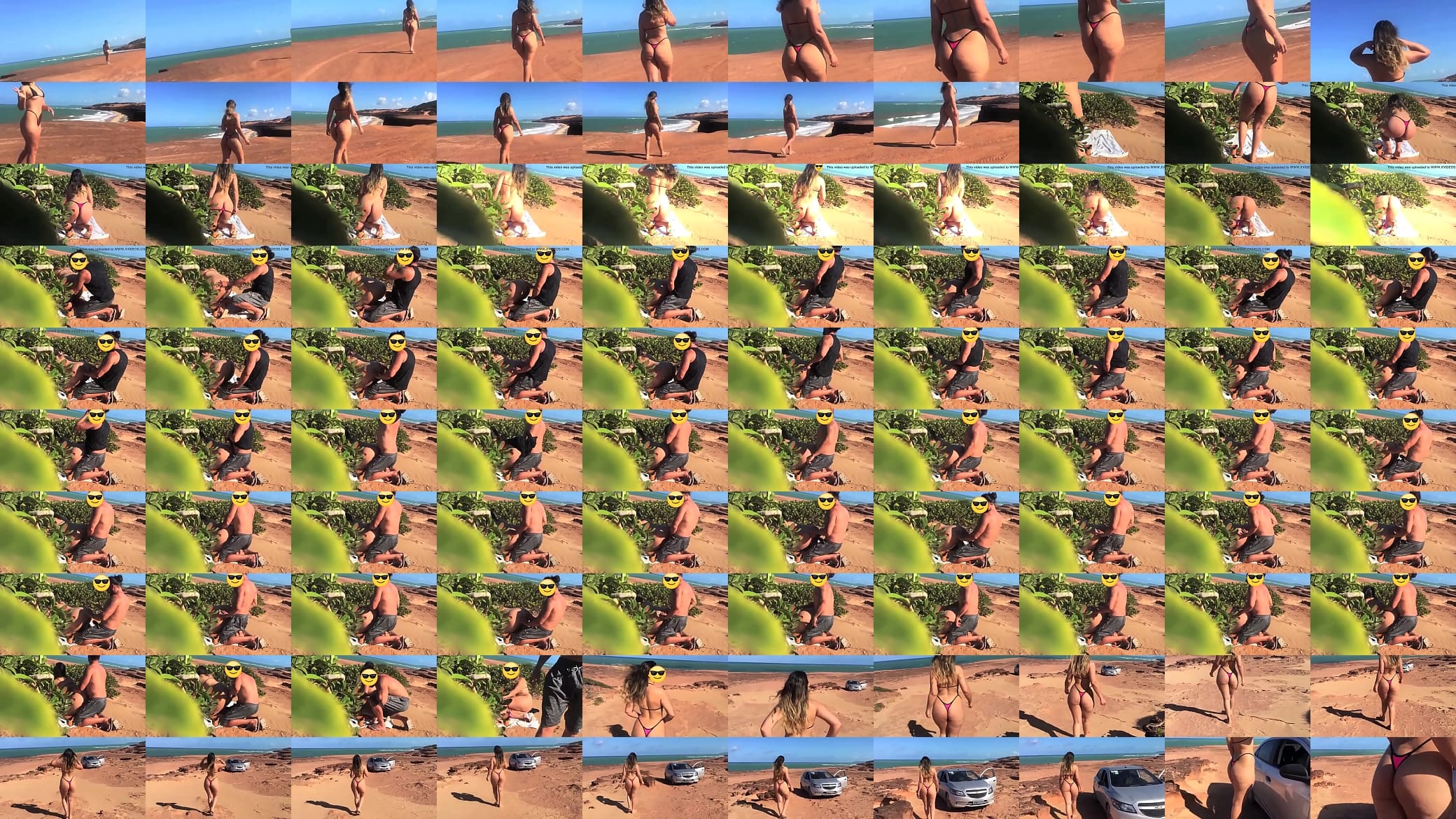 Esposa gostosa de biquini fio dental andando na praia deserta mostrando sua bunda grande 预览图