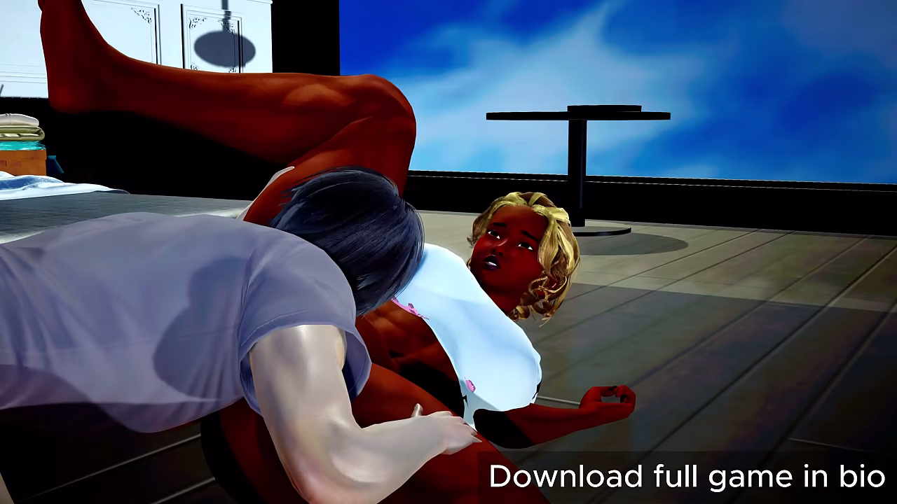 Hot black and blonde woman with big tits and athletic boddy gets her pussy eaten - (You can download full game in bio)