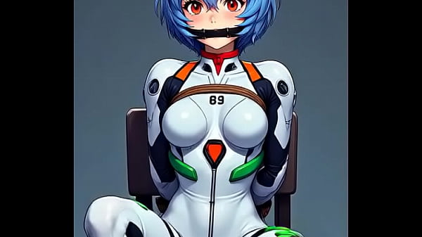 Rei tied to chair moving legs up and down
