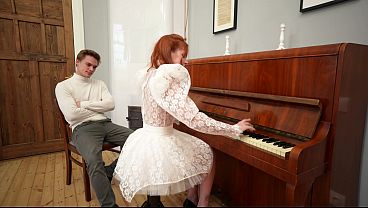 Piano lesson turned filthy &ndash; teacher gathered courage and pounded my pussy on the chair