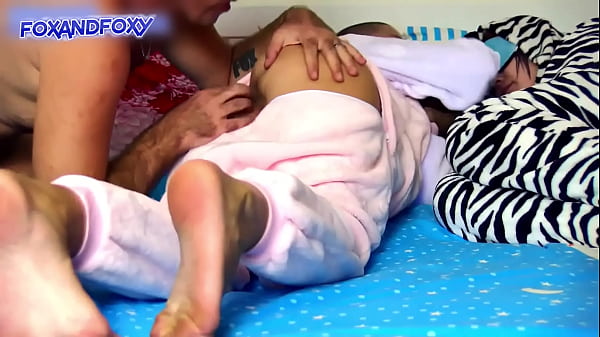 Stepfather fucks her in ass next to her sister and Creampie inside pussy