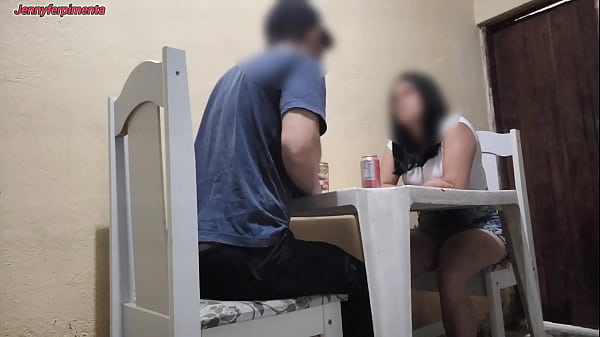 Young couple having sex in a bar in public