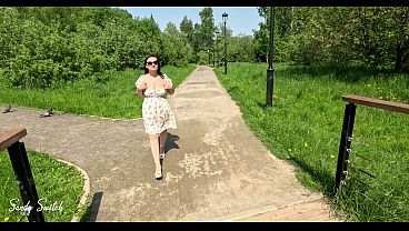 Public flashing and peeing in the park lead to hardcore sex