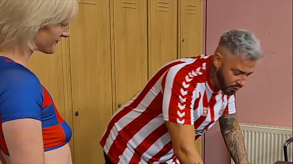 Naughty Scarlett swallows footballers cock