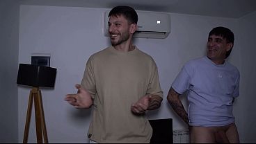 We had a blowbang with 3 guys, and they left us covered in cum!