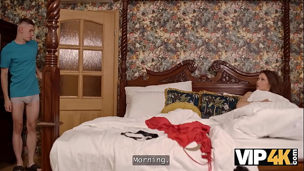 VIP4K. Mature lady is showing her blowjob skills off in a guy's bedroom