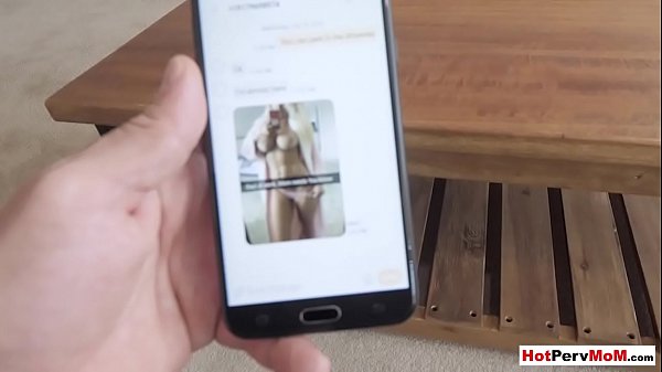 Tricky stepson sexting with his busty MILF stepmother