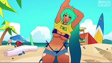 Brazilian Hatsune Miku masturbating someone using her breasts.
